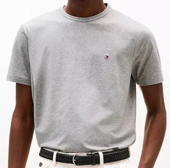 Tommy Hilfiger Mens Tshirts Core Flag Crew-neck Gray Heathered New W Tags - Picture 5 of 7